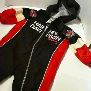RARE VINTAGE HARLEY DAVIDSON baby embroidered detailed hoodie onsie
